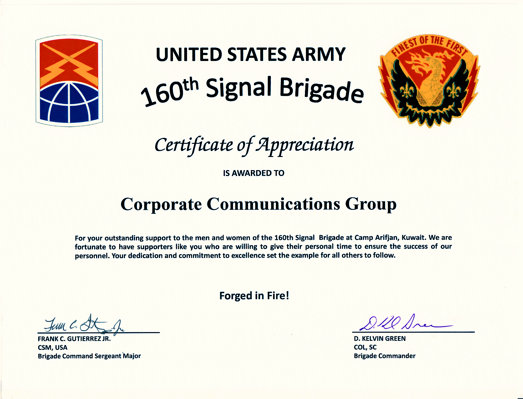 Certificate Of Appreciation Template Army certify letter